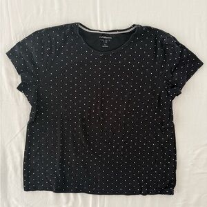 Croft & Barrow Classic Tee Women’s Size Large - Black/White Polka Dots
